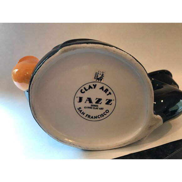 Vintage Clay Art Jazz Series 1990 Saxophone Player Teapot Tuxedo Yellow Sax - Picture 3 of 10